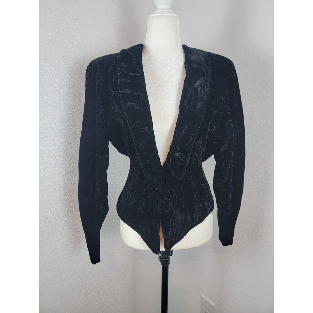 Vintage Karen Alexander Black Velvet Blazer Jacket Womens Approx Sz S 80s Vtg